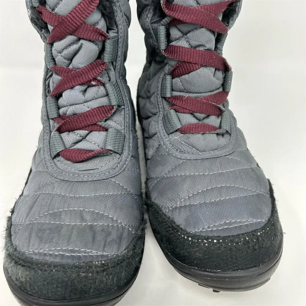 Columbia Kids Minx Mid III Waterproof Lace Up Boots Gray Size 4 Winter Hiking